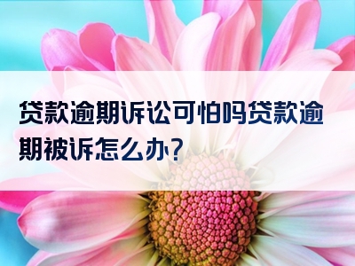 贷款逾期诉讼可怕吗贷款逾期被诉怎么办？