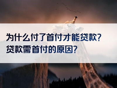 为什么付了首付才能贷款？贷款需首付的原因？