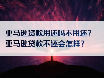 亚马逊贷款用还吗不用还？亚马逊贷款不还会怎样？