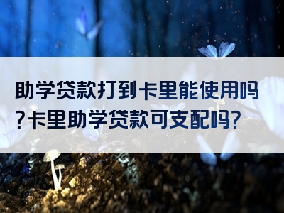 助学贷款打到卡里能使用吗？卡里助学贷款可支配吗？