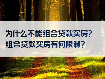 为什么不能组合贷款买房？组合贷款买房有何限制？