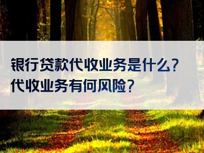 银行贷款代收业务是什么？代收业务有何风险？