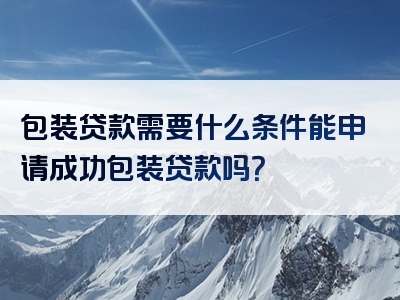 包装贷款需要什么条件能申请成功包装贷款吗？