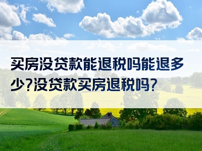 买房没贷款能退税吗能退多少？没贷款买房退税吗？