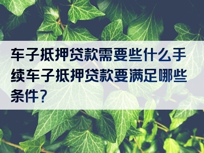 车子抵押贷款需要些什么手续车子抵押贷款要满足哪些条件？