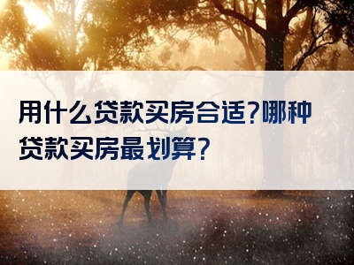 用什么贷款买房合适？哪种贷款买房最划算？