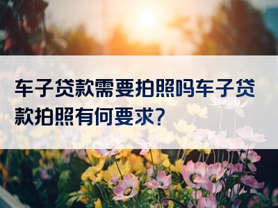 车子贷款需要拍照吗车子贷款拍照有何要求？