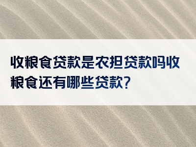 收粮食贷款是农担贷款吗收粮食还有哪些贷款？