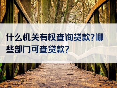 什么机关有权查询贷款？哪些部门可查贷款？