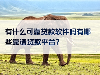 有什么可靠贷款软件吗有哪些靠谱贷款平台？