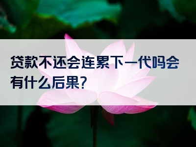 贷款不还会连累下一代吗会有什么后果？