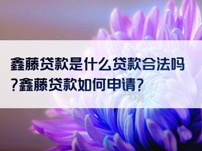 鑫藤贷款是什么贷款合法吗？鑫藤贷款如何申请？