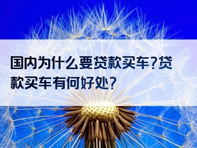 国内为什么要贷款买车？贷款买车有何好处？