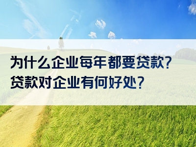 为什么企业每年都要贷款？贷款对企业有何好处？