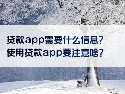 贷款app需要什么信息？使用贷款app要注意啥？