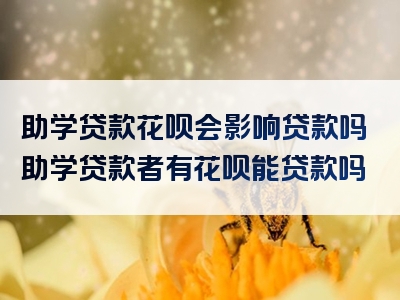 助学贷款花呗会影响贷款吗助学贷款者有花呗能贷款吗