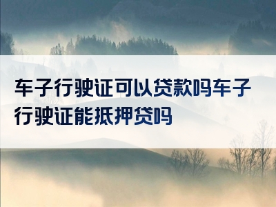 车子行驶证可以贷款吗车子行驶证能抵押贷吗