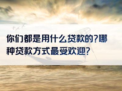 你们都是用什么贷款的？哪种贷款方式最受欢迎？