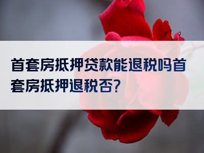 首套房抵押贷款能退税吗首套房抵押退税否？