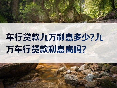 车行贷款九万利息多少？九万车行贷款利息高吗？