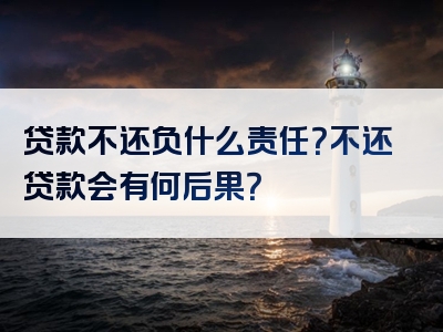 贷款不还负什么责任？不还贷款会有何后果？