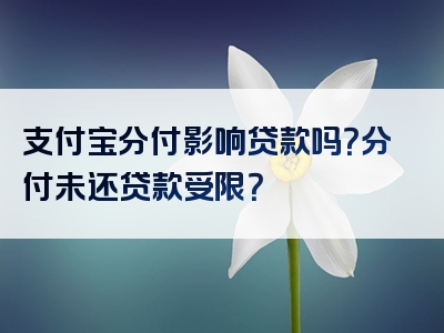 支付宝分付影响贷款吗？分付未还贷款受限？