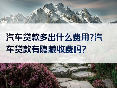 汽车贷款多出什么费用？汽车贷款有隐藏收费吗？