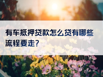 有车抵押贷款怎么贷有哪些流程要走？