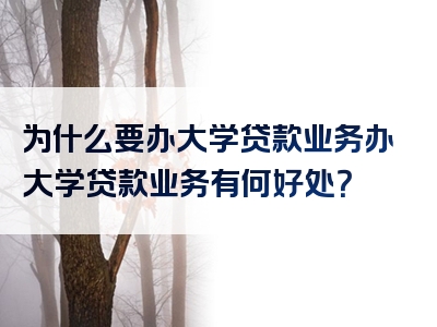 为什么要办大学贷款业务办大学贷款业务有何好处？