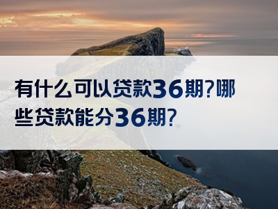 有什么可以贷款36期？哪些贷款能分36期？