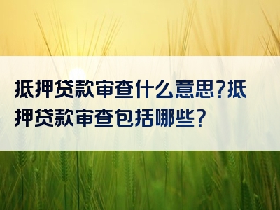 抵押贷款审查什么意思？抵押贷款审查包括哪些？