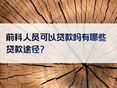 前科人员可以贷款吗有哪些贷款途径？