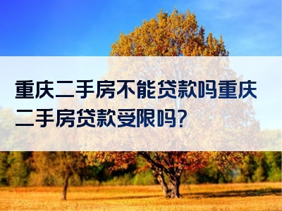 重庆二手房不能贷款吗重庆二手房贷款受限吗？