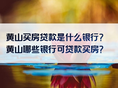 黄山买房贷款是什么银行？黄山哪些银行可贷款买房？