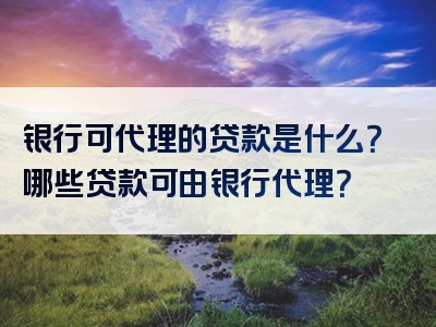 银行可代理的贷款是什么？哪些贷款可由银行代理？