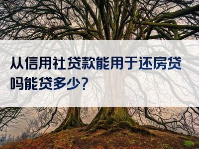 从信用社贷款能用于还房贷吗能贷多少？