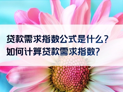 贷款需求指数公式是什么？如何计算贷款需求指数？