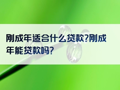 刚成年适合什么贷款？刚成年能贷款吗？