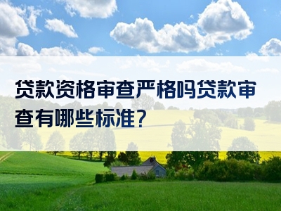 贷款资格审查严格吗贷款审查有哪些标准？