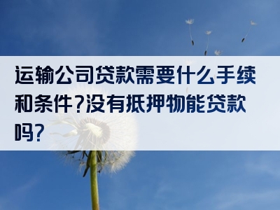 运输公司贷款需要什么手续和条件？没有抵押物能贷款吗？