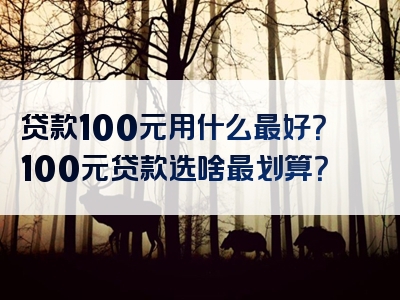 贷款100元用什么最好？100元贷款选啥最划算？