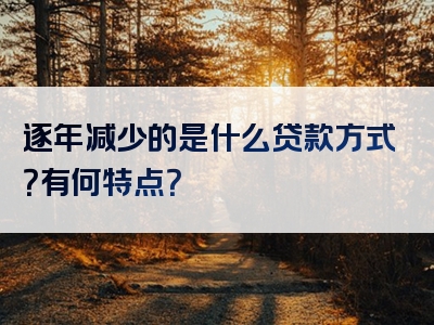 逐年减少的是什么贷款方式？有何特点？