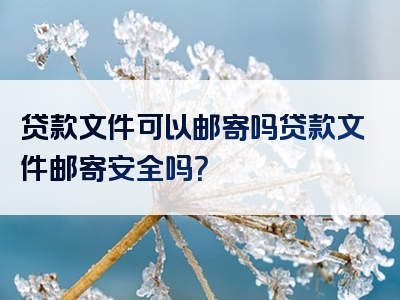 贷款文件可以邮寄吗贷款文件邮寄安全吗？