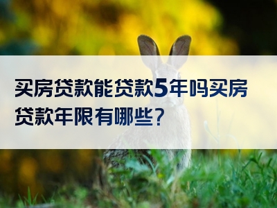 买房贷款能贷款5年吗买房贷款年限有哪些？