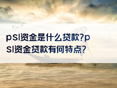 psl资金是什么贷款？psl资金贷款有何特点？