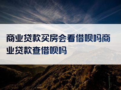 商业贷款买房会看借呗吗商业贷款查借呗吗