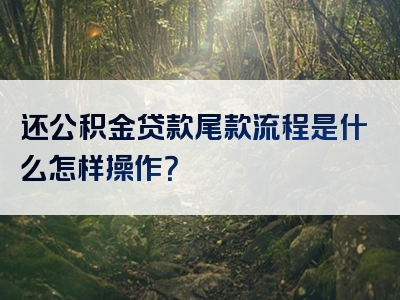 还公积金贷款尾款流程是什么怎样操作？