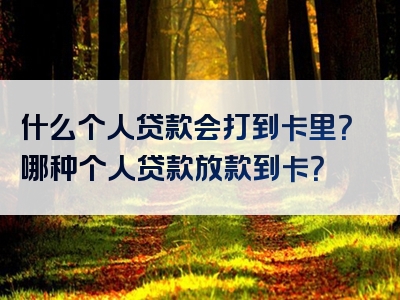 什么个人贷款会打到卡里？哪种个人贷款放款到卡？