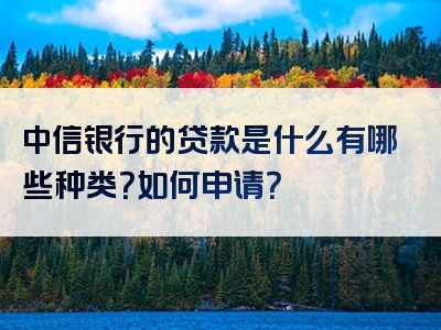 中信银行的贷款是什么有哪些种类？如何申请？