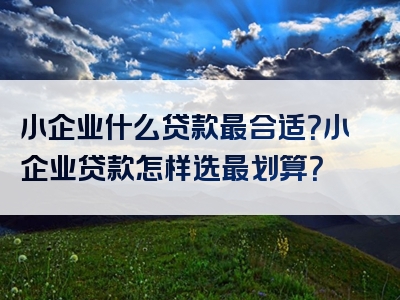 小企业什么贷款最合适？小企业贷款怎样选最划算？